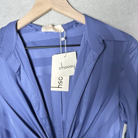 Choosy Lafayette Womens Blue Striped Jumpsuit Pockets Front Tie Comfort Size 2 - Picture 5 of 13